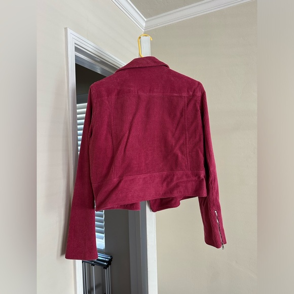 Lulus Haight Street Hottie Berry Pink Corduroy Moto Jacket, size XL - Picture 6 of 8